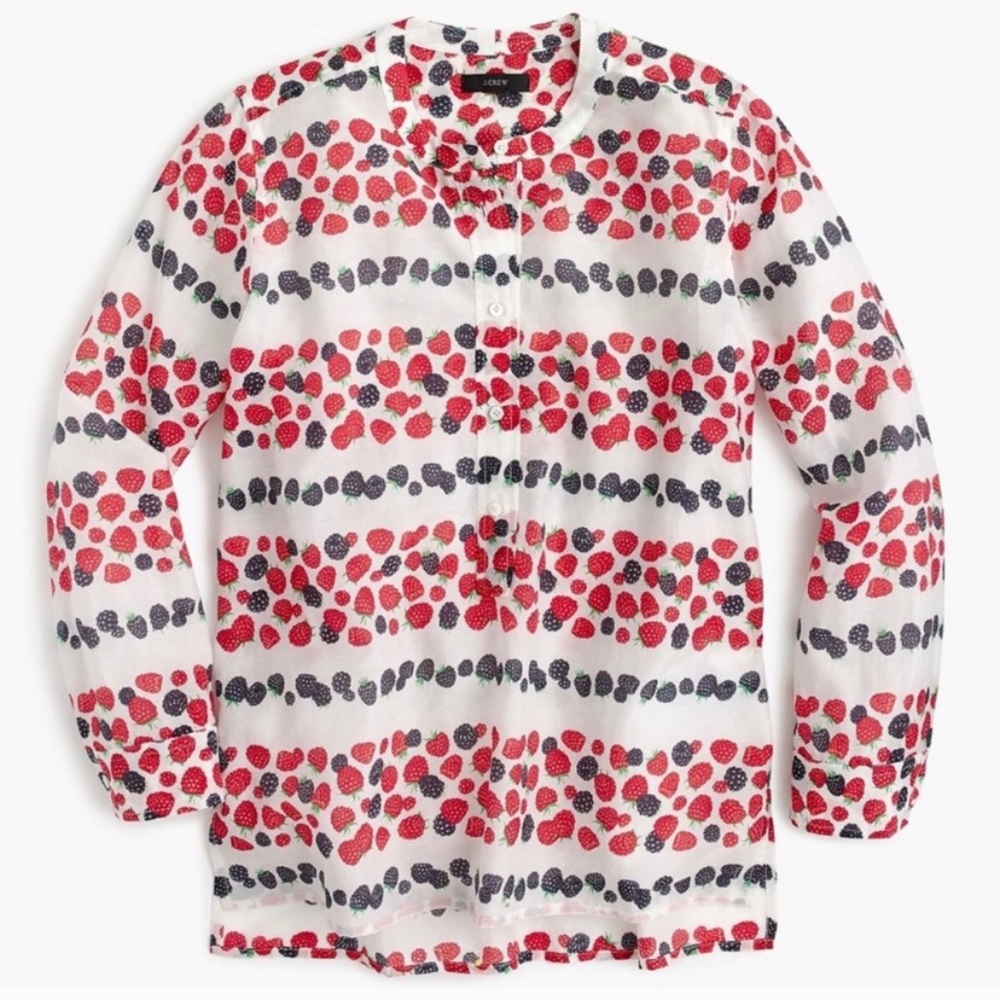 JCREW Berry Print Popover Tunic